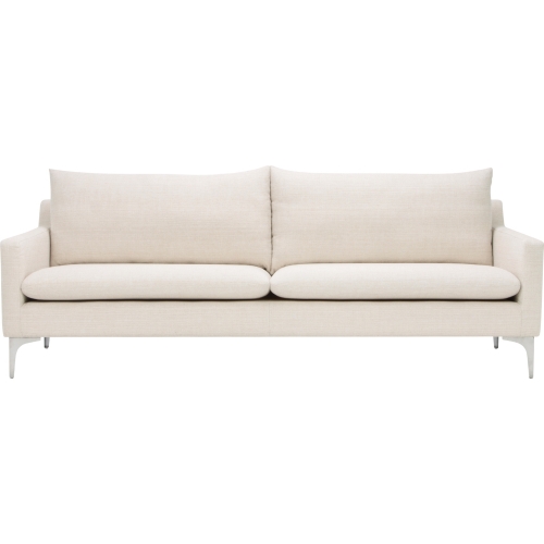 Anders Triple Seat Sofa in in Sand Fabric on Silver Metal Legs